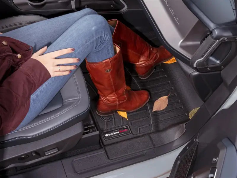 Floor Liner Molded Fit; With Channels And Reservoir To Direct Hold Fluids Applied WeatherTech Logo; Black;