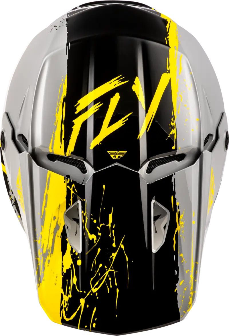 Youth Kinetic Drip Helmet Grey/Black/Yellow Ym - FLY RACING