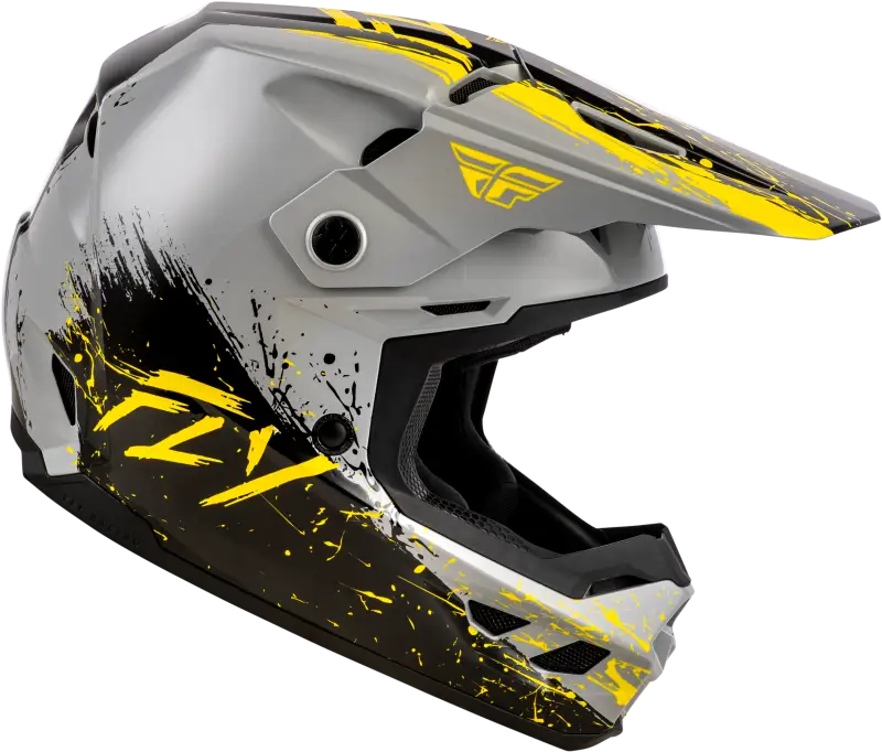 Youth Kinetic Drip Helmet Grey/Black/Yellow Ym - FLY RACING