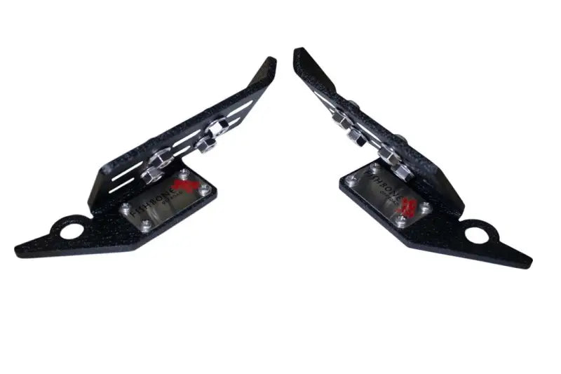 Foot Peg Mounts To Door Hinge; Ribbed Design; Non-Folding; Powder Coated; Black; Steel; Set Of 2 - Truck & Automotive