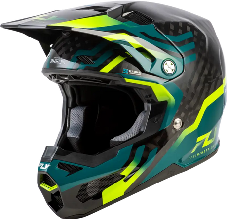Formula S Carbon Byte Helmet Black Carbon/Teal/Lime 2x - FLY RACING