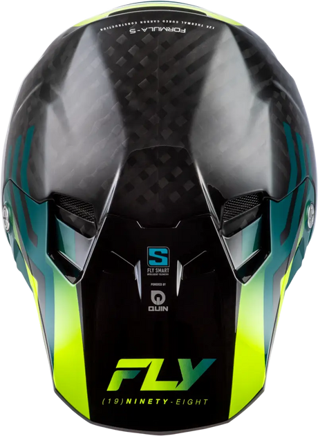 Formula S Carbon Byte Helmet Black Carbon/Teal/Lime 2x - FLY RACING