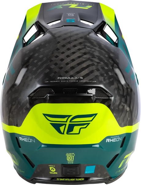 Formula S Carbon Byte Helmet Black Carbon/Teal/Lime 2x - FLY RACING