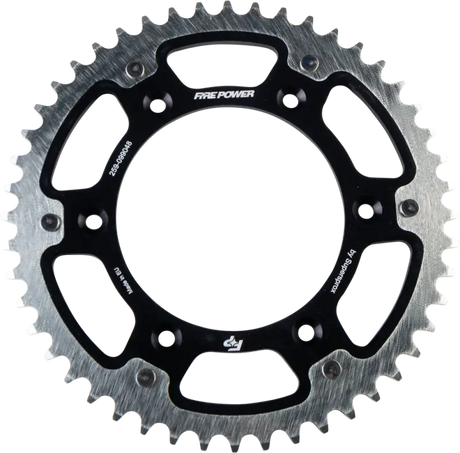 Silver and black motorcycle rear sprocket with 50 teeth, perfect power rear upgrade