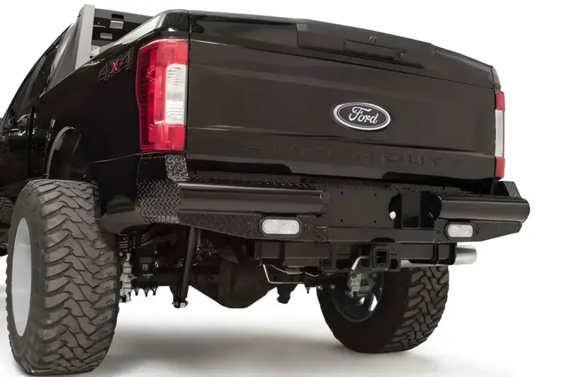 Fab Fours FS17-T4150-1 rear bumper on a Ford F250/350, rugged design.
