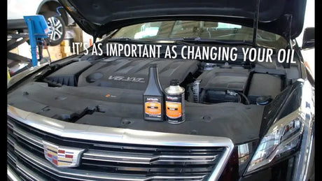 Car engine with fluid bottles featuring FTPK21 Gum-Out Full Throttle GDI+ 2-Step FSC Kit