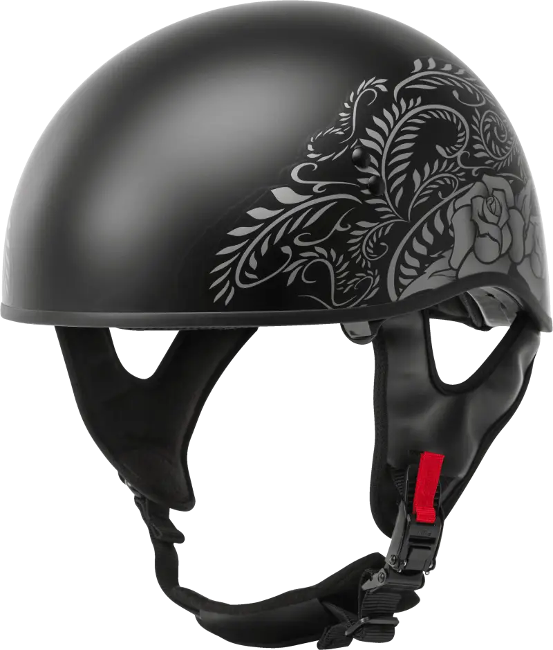 Hh-65 Half Helmet Rose Naked Matte Black/Silver Xs