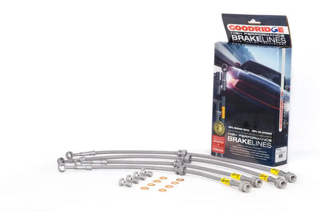Goodridge Mazda Protege brake line kit with fittings and packaging for rear disc brakes