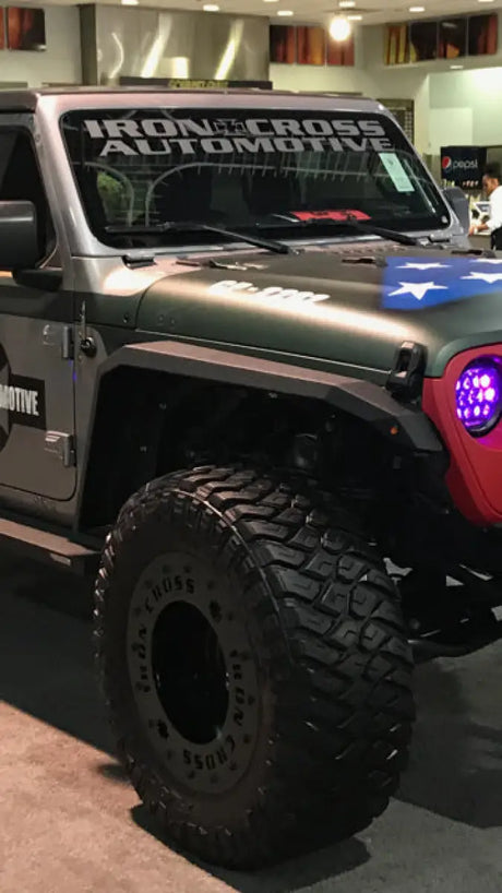 GP-FF102 Ironcross Front Fender Flares on Jeep Gladiator 2018-2019, showcasing rugged design and enhanced protection by Iron Cross Automotive.