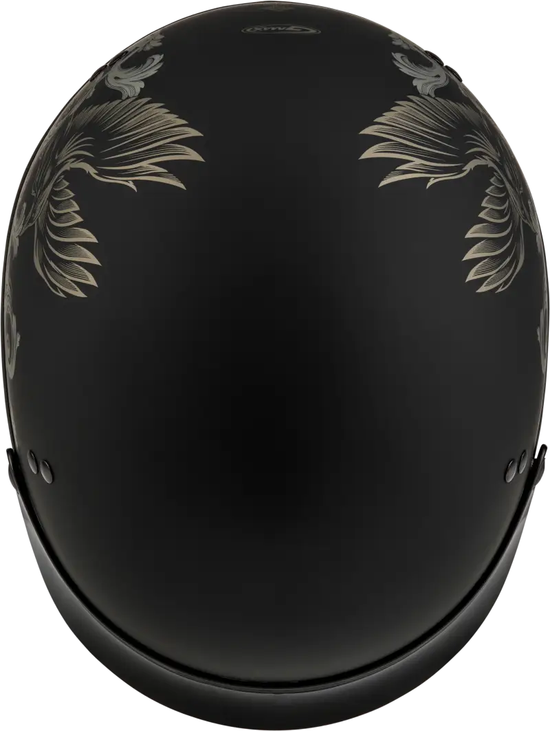 Black matte Corvus Helmet with wing designs for the HH-65 Corvus helmet series
