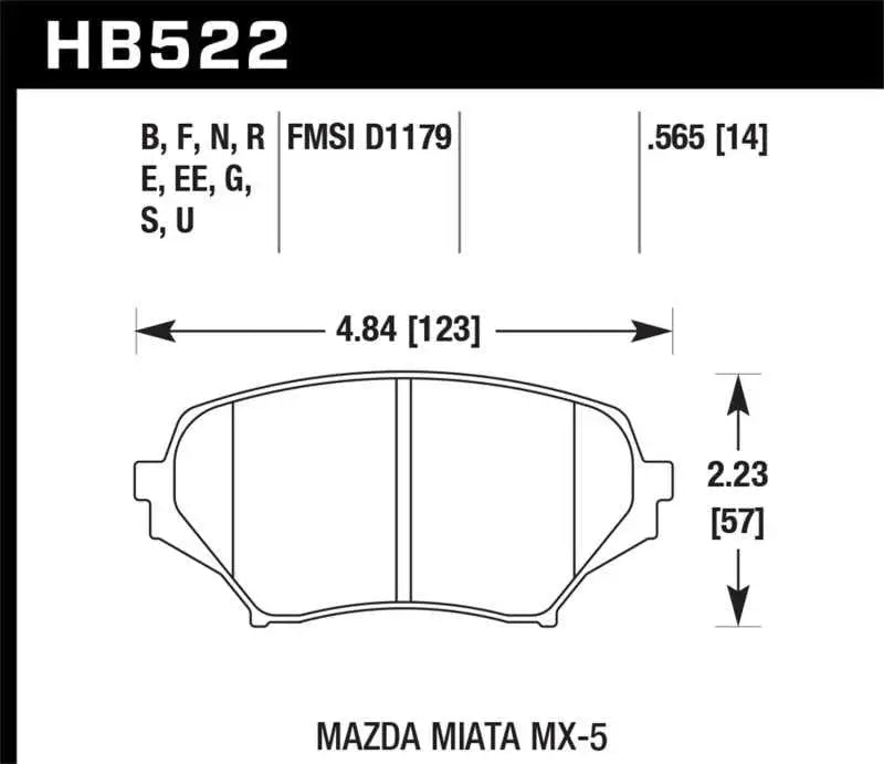 Hawk Performance Hawk 06-10 Mazda Miata Mx-5 Base Blue 9012 Race Front Brake Pads