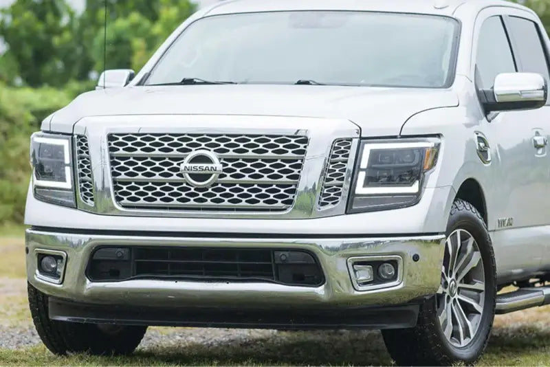 Headlight Assembly LED Bulb; High And Low Projector Beam; White DRL; Polycarbonate Clear Lens; Black ABS Plastic