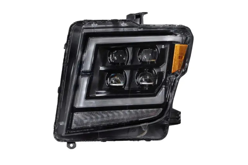 Headlight Assembly LED Bulb; High And Low Projector Beam; White DRL; Polycarbonate Clear Lens; Black ABS Plastic