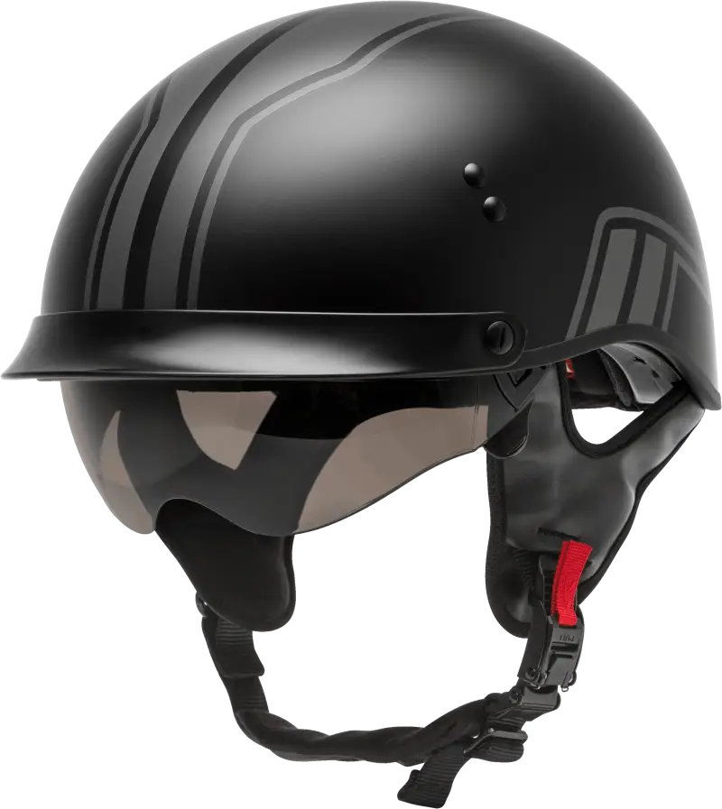 GMAX Hh 65 Half Helmet Full Dressed Twin Matte Black/Silver Sm