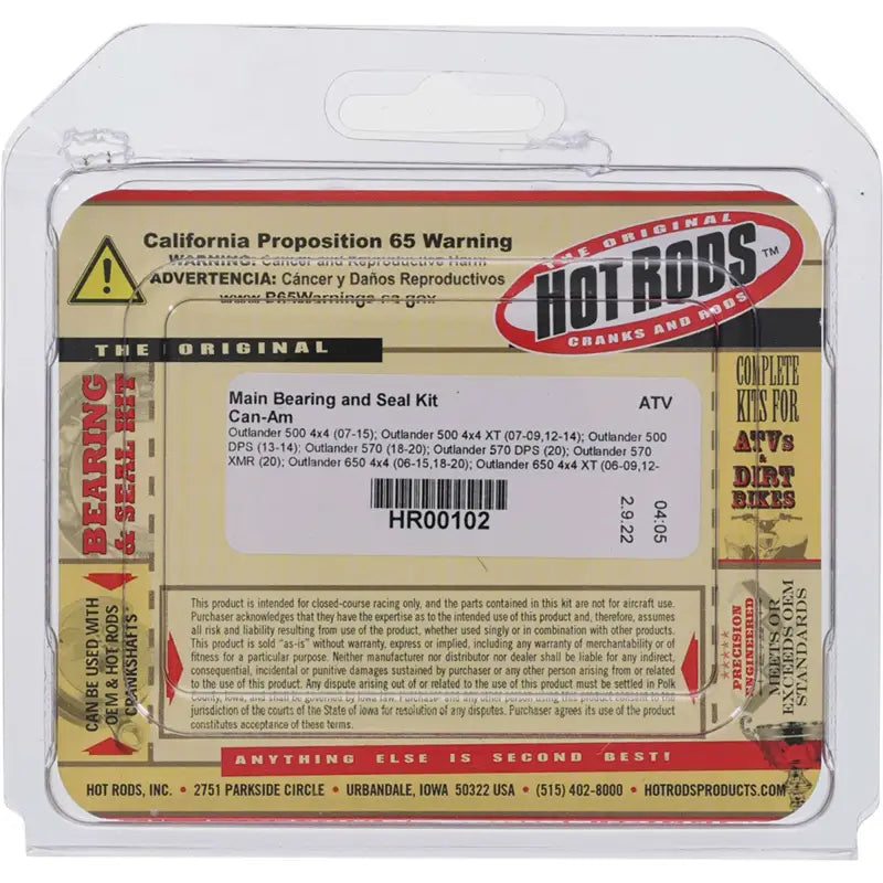 HR00102 Main Bearing And Seal Kit Can