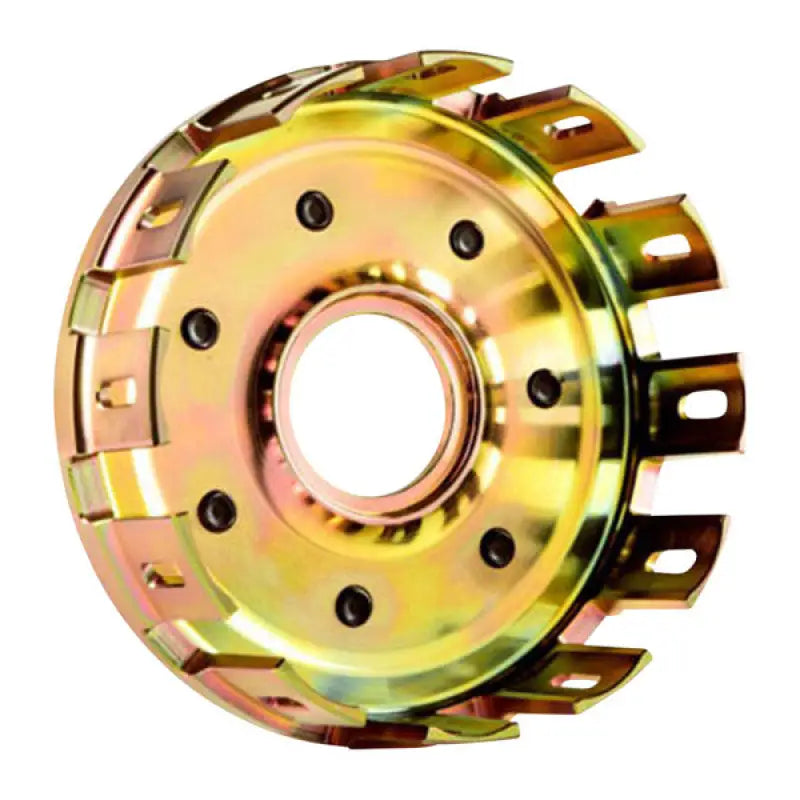 Gold-colored multi-pronged clutch basket for motorcycle HS597-2101 Hinson clutch basket