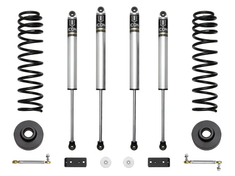 ICON 2020+ Jeep Gladiator JT 2.5in Stage 1 Suspension System components including shocks, coil springs, and hardware.