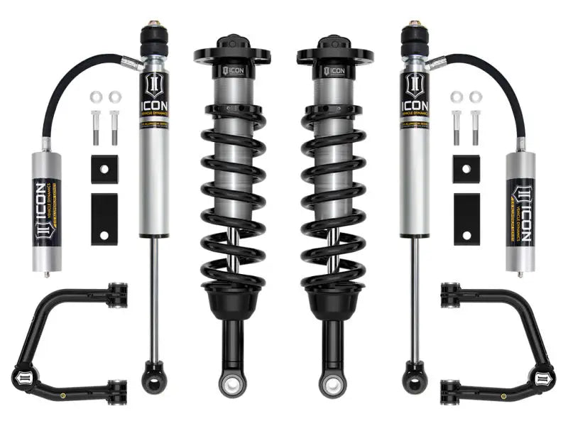 ICON 2022+ Toyota Tundra 2-3.5in Stage 5 3.0 Suspension System (Tubular) with V.S. 2.0 Aluminum Series rear remote reservoir shocks and front coilovers.