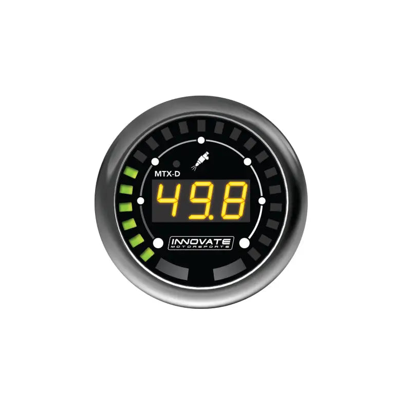 Round digital gauge from Innovate MTX-D Fuel Pressure Gauge 0-145psi display