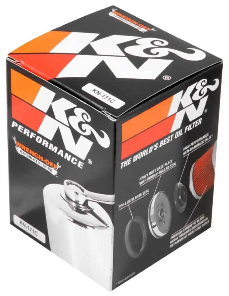 K&N Harley Davidson / Buell 3in OD x 4.063in H Chrome Oil Filter - Truck & Automotive