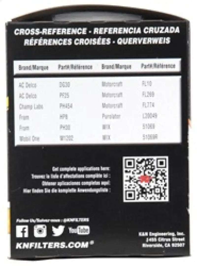 K&N Oil Filter OIL FILTER; AUTOMOTIVE - Truck & Automotive