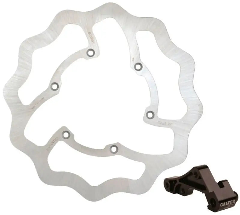 Wavy bicycle disc brake rotor with dark mounting adapter from KITOS212 Skw 270 O/S Rotor Kit