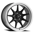Black and silver Konig Countergram wheel with matte black finish and machined lip