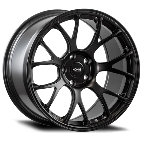 Matte black multi-spoke alloy wheel from Konig Forged F1M with ET35 Satin Black finish