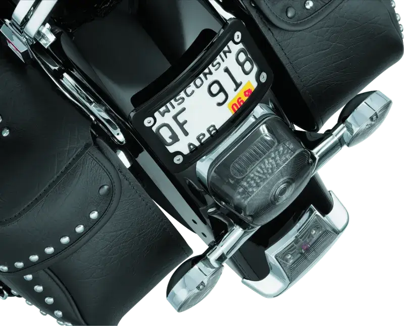 Kuryakyn Curved Laydown License Plate Frame Gloss Black - RV and Auto Parts