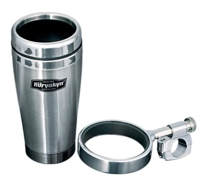 Kuryakyn Drink Holder With Stainless Steel Mug 1in Bar Clamp Chrome - 1464 - Interior Accessories
