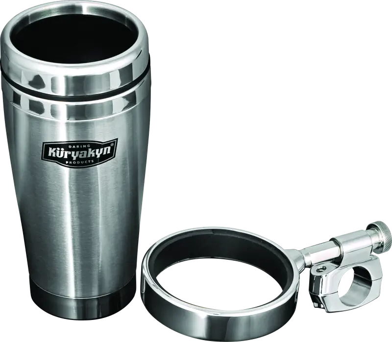Kuryakyn Drink Holder With Stainless Steel Mug 1in Bar Clamp Chrome - 1464 - Interior Accessories