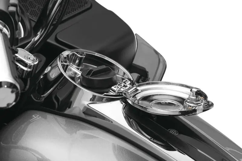 Chrome motorcycle fuel door and cap from Kuryakyn Easy Fill Fuel Door Chrome 6998