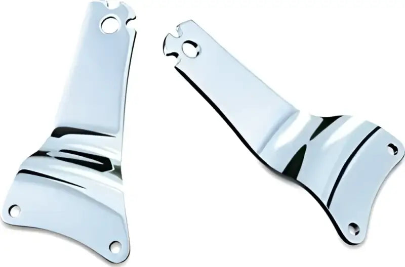 Chrome motorcycle fender supports with Kuryakyn fixed mounts for easy backrest setup