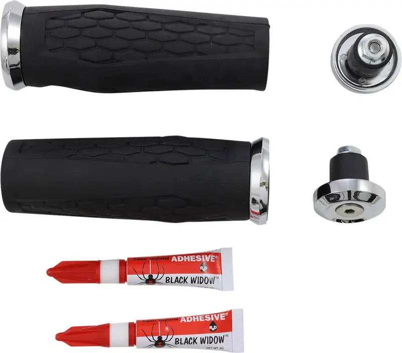 Kuryakyn Hex Grips 7/8inch universal black with handlebar grips, end caps, and adhesive