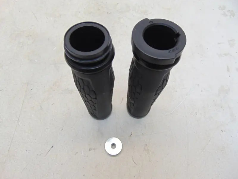 Black textured Kuryakyn Hex Grips with metal washer for Throttle-By-Wire bikes