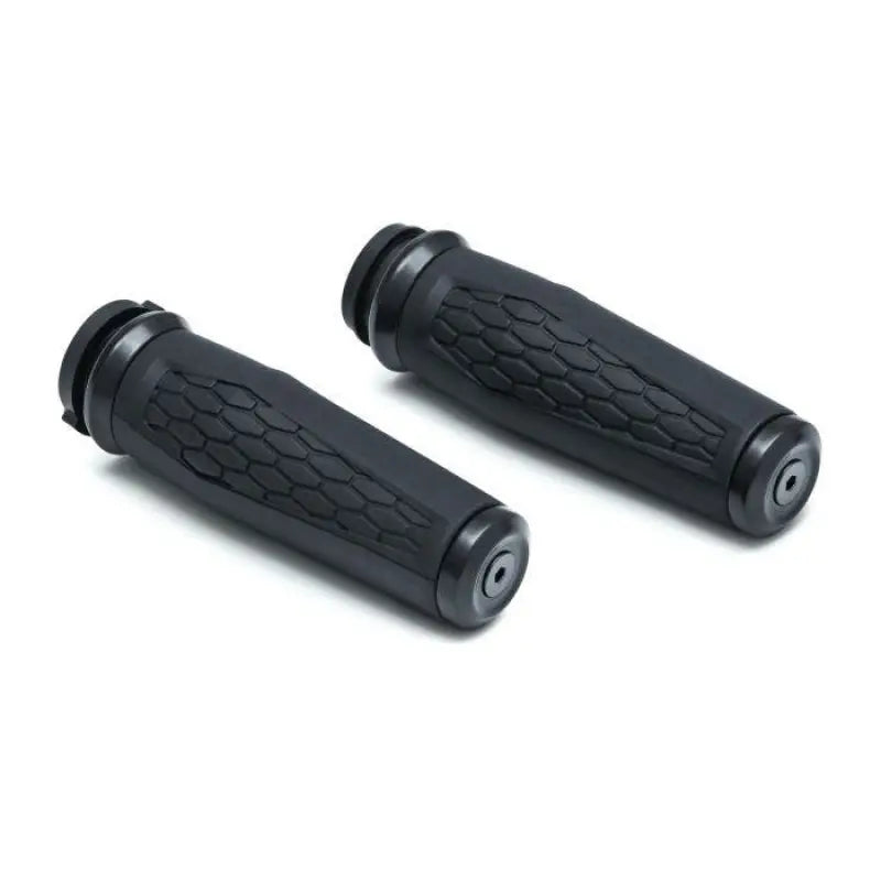 Black Kuryakyn Hex Grips for throttle-by-wire motorcycles for better grip and style
