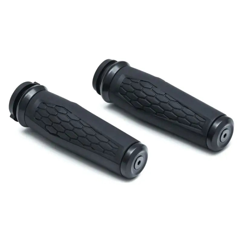 Black motorcycle handlebar grips for Kuryakyn Hex Grips Throttle-By-Wire Chrome 5922