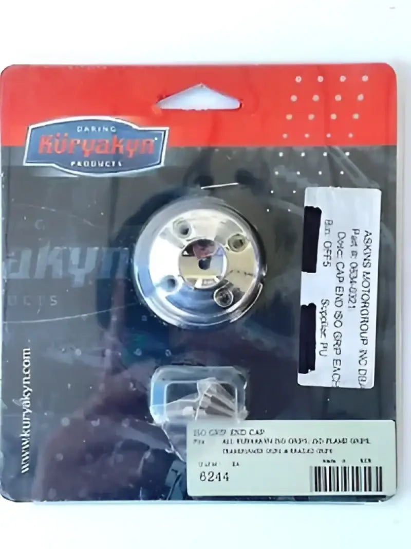 Kuryakyn ISO Grip End Cap Chrome (6244) in original packaging, ready to upgrade your motorcycle handlebars with style and comfort.