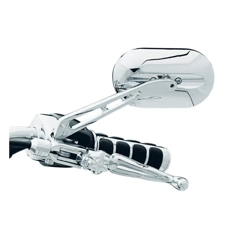 Chrome motorcycle handlebar with Kuryakyn Magnum Plus Mirror large convex glass
