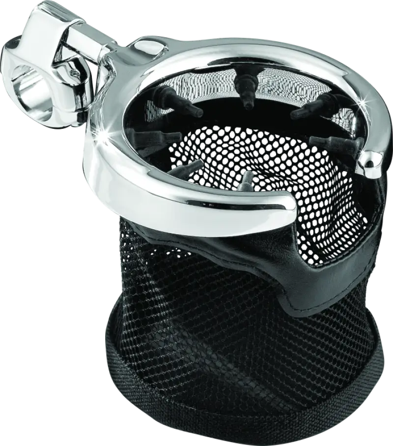 Kuryakyn Mesh Basket Universal Drink Holder 1in Clamp Chrome - 1422 - Interior Accessories