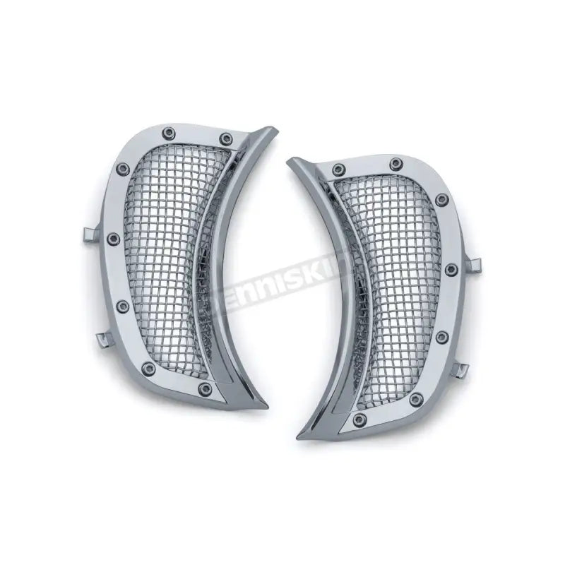 Chrome motorcycle air cleaner covers from Kuryakyn Mesh Headlight Vent Accents Chrome