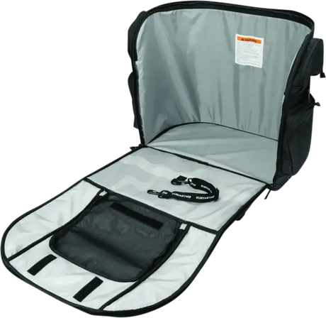 Open black and gray travel bag from Kuryakyn Pet Palace Titan for easy pet travel