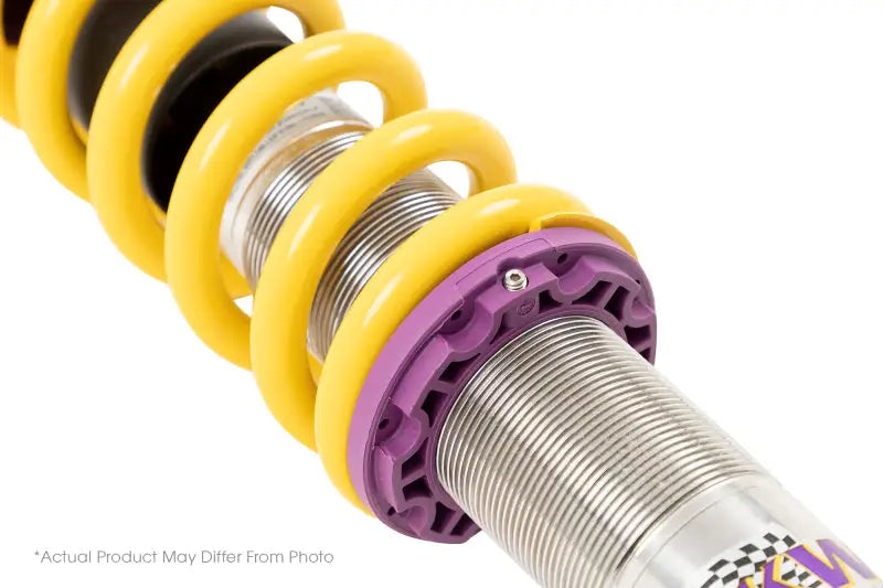 Yellow coilover suspension with purple adjustment collar for Series 4cyl F30 coilover kit