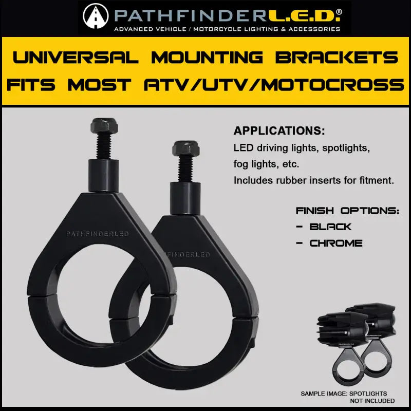 Light Mounting Bracket 49mm Black Pair - PATHFINDER