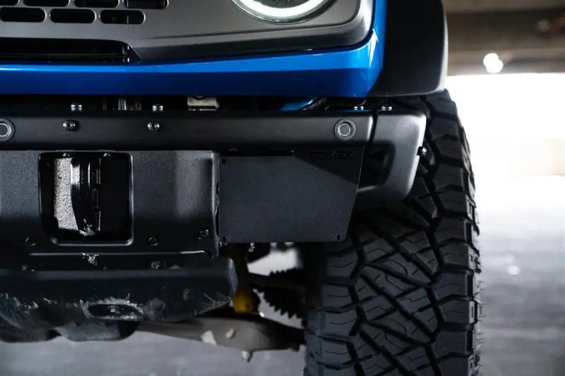 License Plate Relocation Kit Relocates To Driver’s Side of Front Bumper; Powder Coated; Black; Steel - Truck &