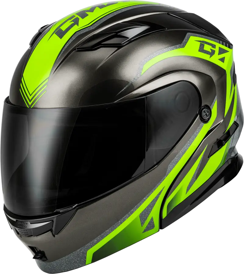M101381067 Gmax Md-01 Volta Helmet Black/Silver/Green Metallic Xl - RV and Auto Parts