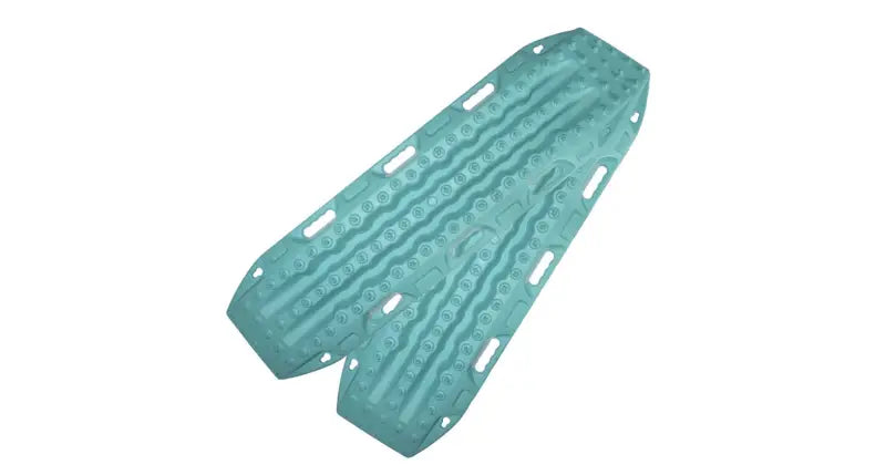 Aqua-colored Maxtrax MKII Recovery Tracks for off-road recovery and vehicle traction