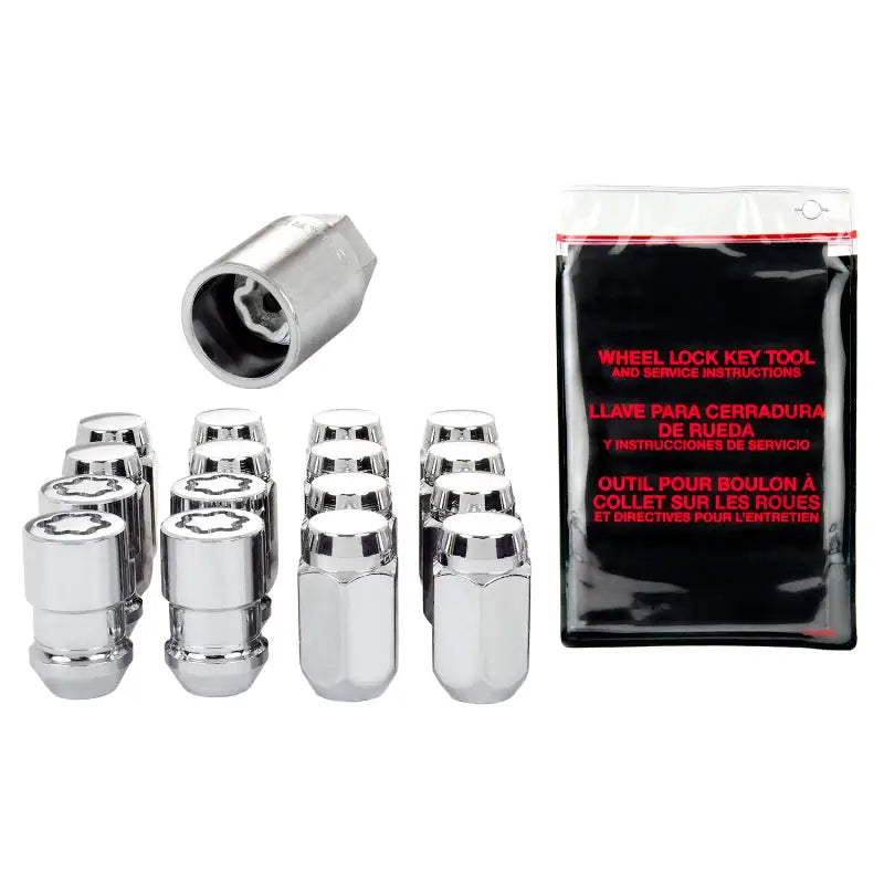 McGard 4 Lug Hex Install Kit w/Locks (Cone Seat Nut) M12X1.5 / 13/16 Hex / 1.5in. Length - Chrome - 84457