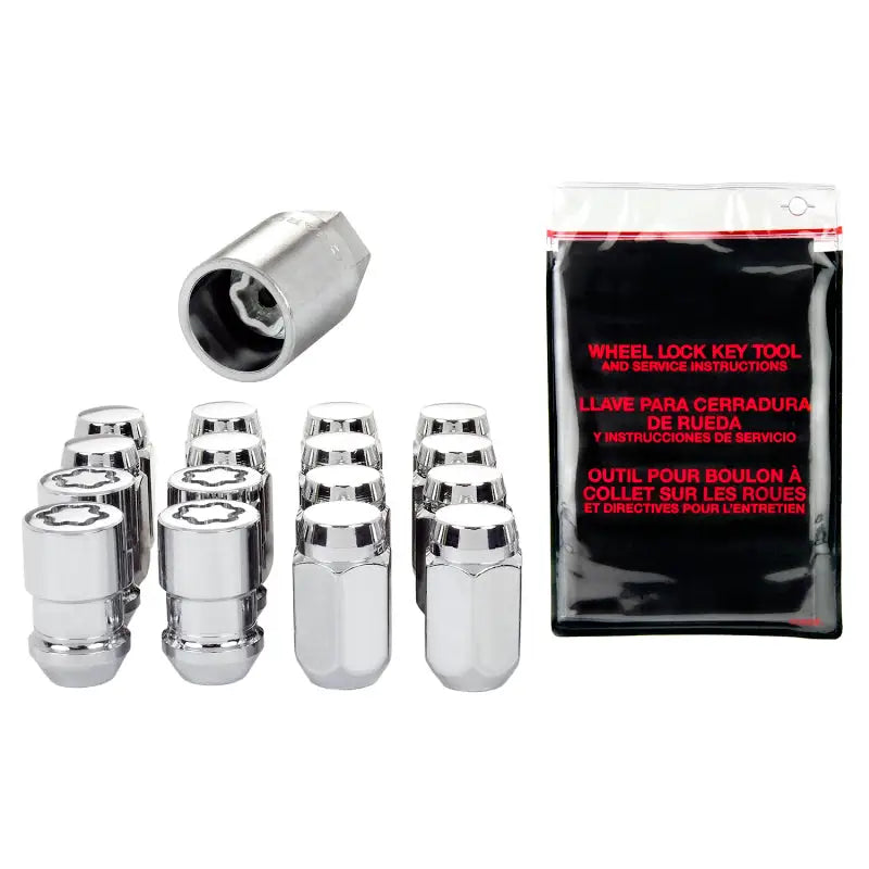 McGard 4 Lug Hex Install Kit w/Locks (Cone Seat Nut) M12X1.5 / 13/16 Hex / 1.5in. Length - Chrome - 84457