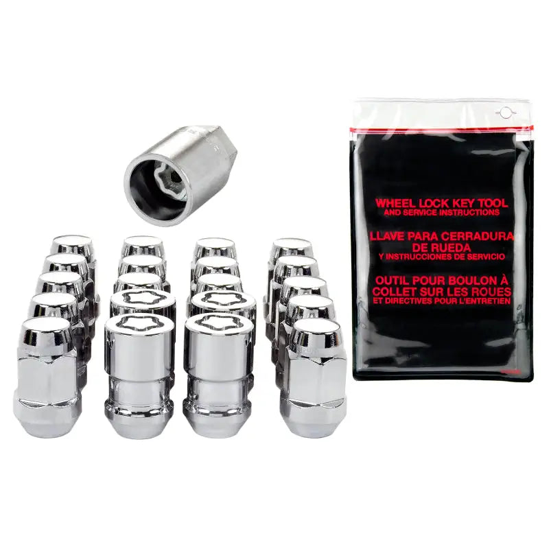 McGard 5 Lug Hex Install Kit w/Locks (Cone Seat Nut / Bulge) M12X1.5 / 3/4 Hex / 1.45in L - Chrome - 84537